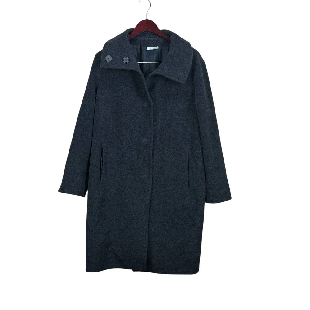 Akris Punto Wool Blend Car Coat  Charcoal Size 8‎ *READ*